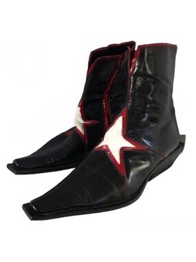 GOFFREDO FANTINI MATERIA PRIMA BLACK, RED AND WHITE STAR DESIGN BOOTS (36)